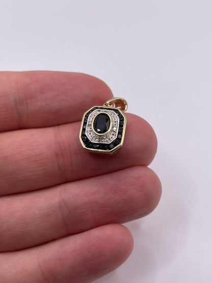 9ct gold sapphire and diamond pendant