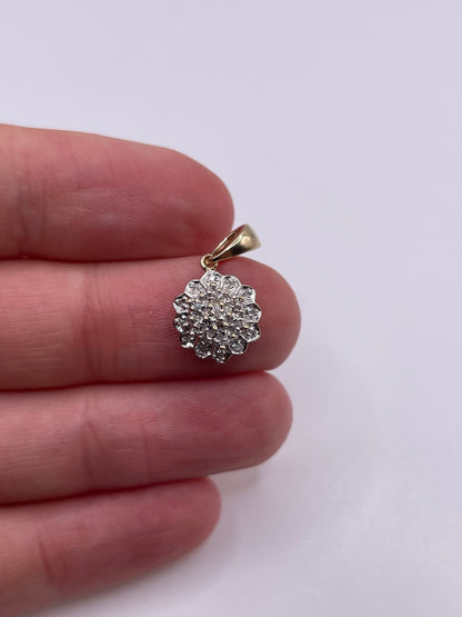 9ct gold diamond cluster pendant