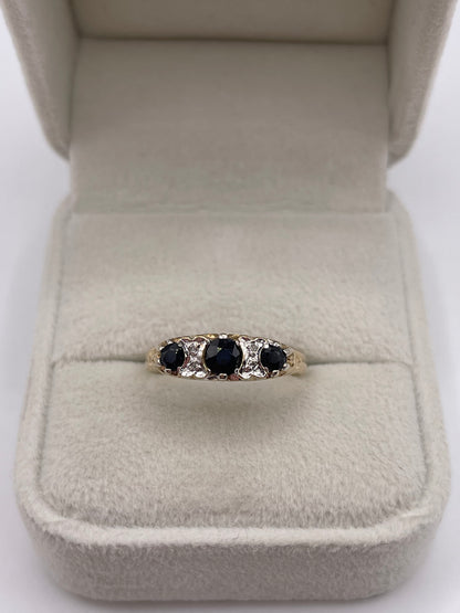 9ct gold sapphire and diamond ring