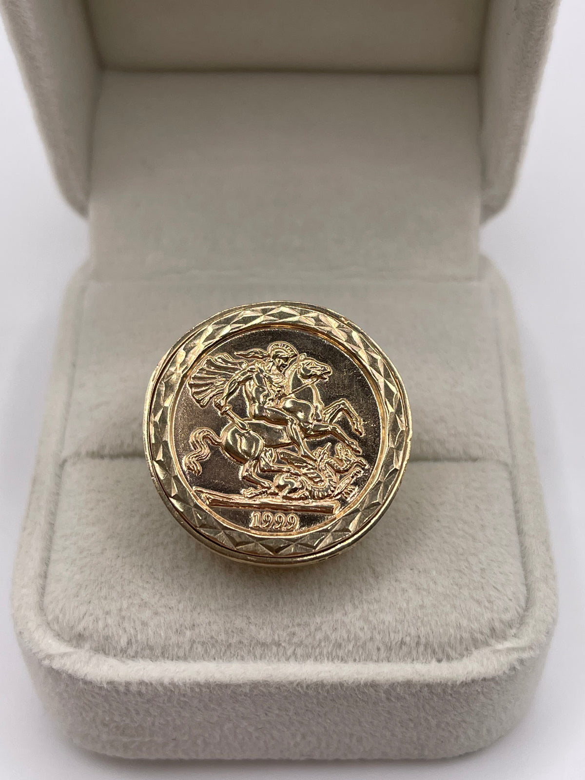 9ct gold St George medallion ring