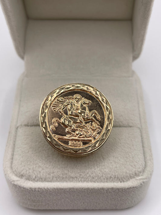 9ct gold St George medallion ring