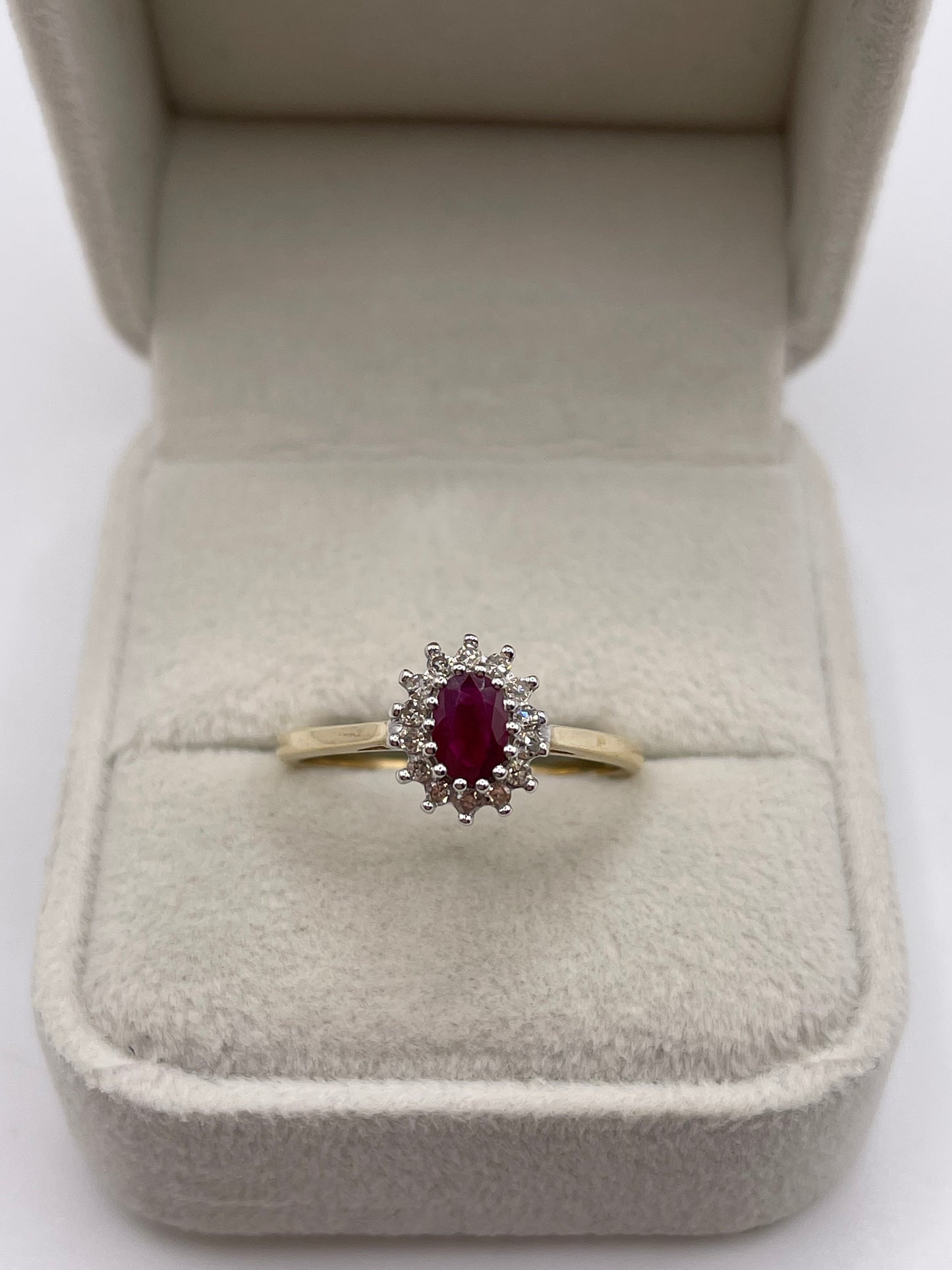 9ct gold ruby and diamond ring