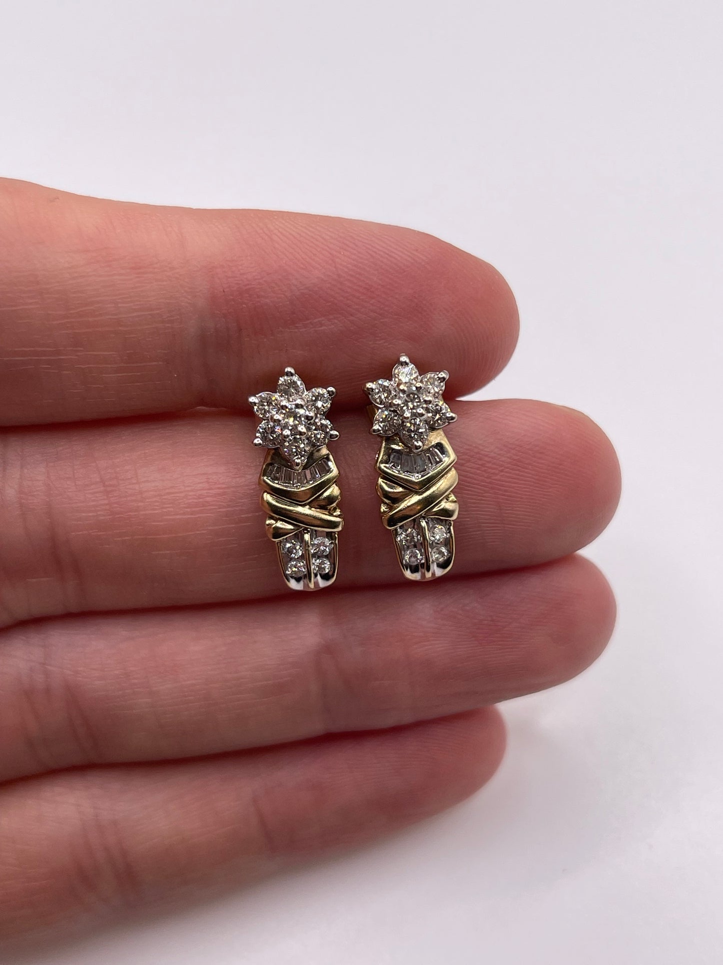 9ct gold diamond cluster earrings