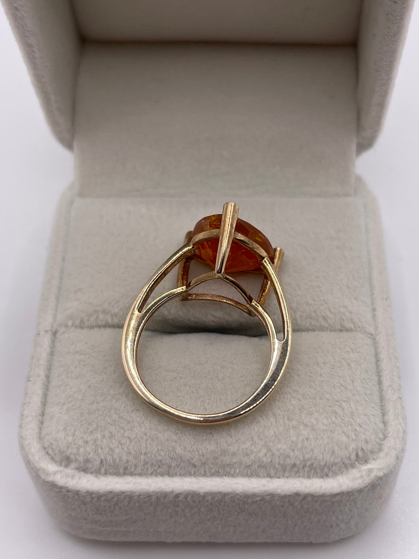 9ct gold fire opal and diamond ring