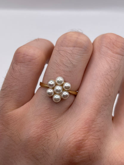 9ct gold pearl cluster ring