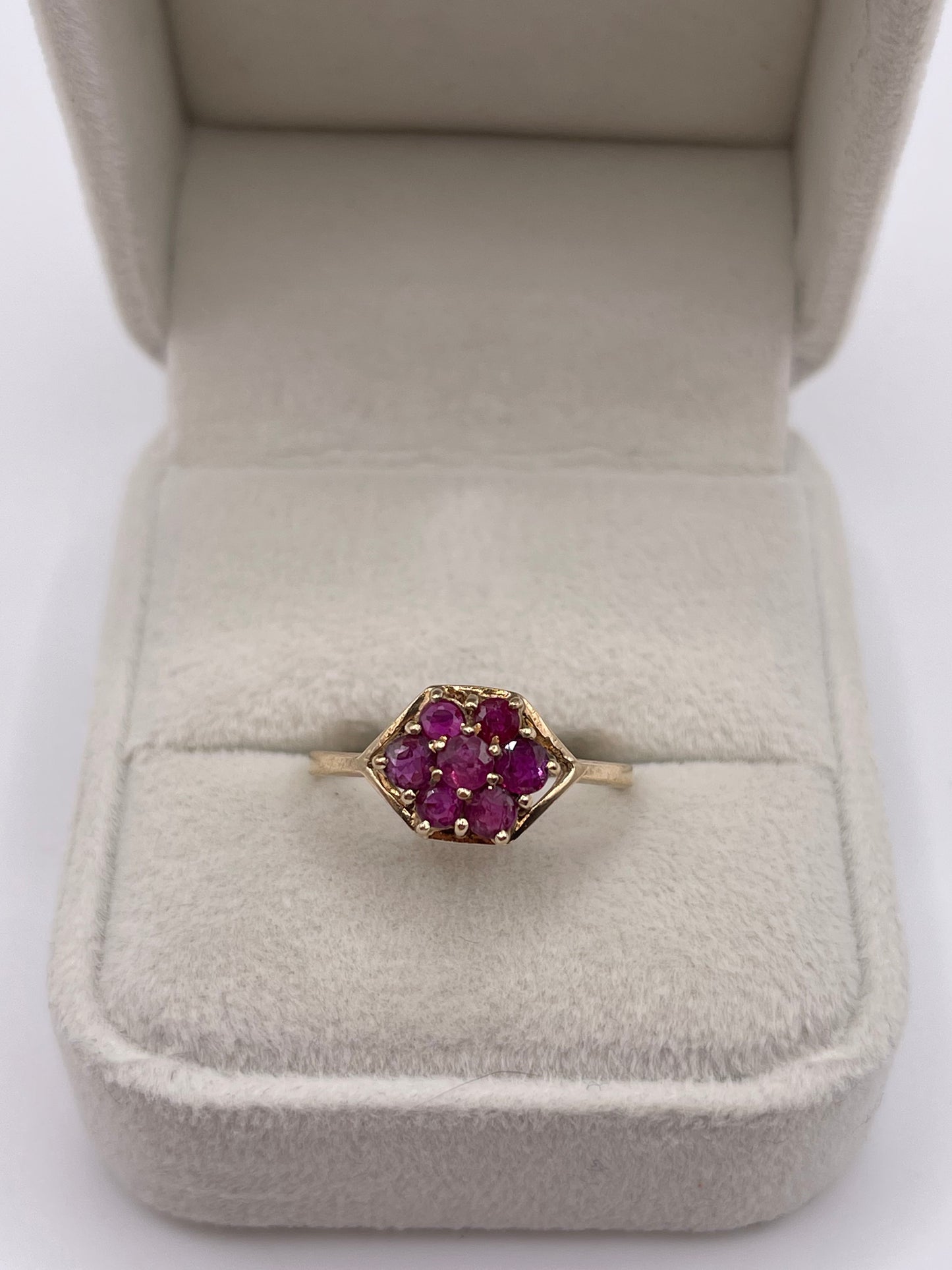 9ct gold ruby cluster ring