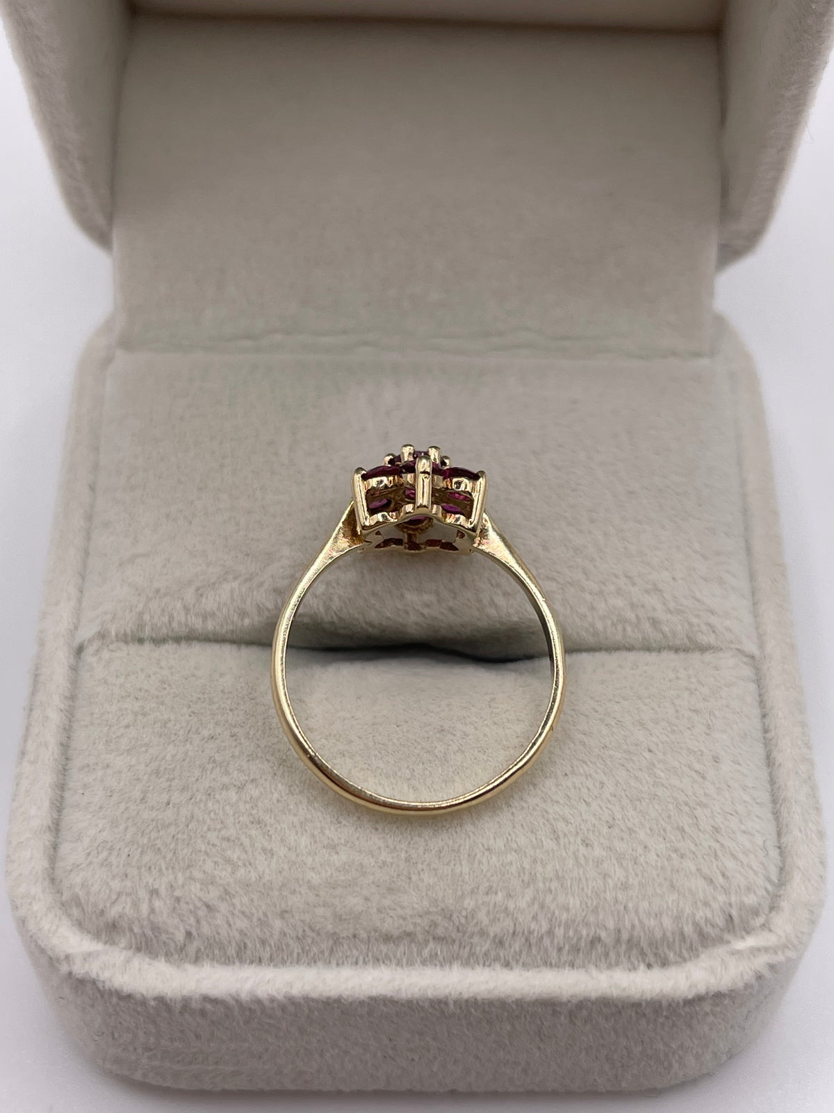 9ct gold ruby cluster ring