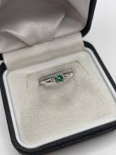 Load image into Gallery viewer, 9ct white gold emerald and diamond ring
