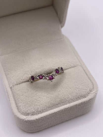 9ct gold ruby and diamond wishbone ring
