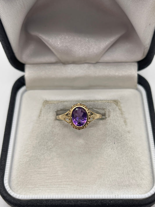 9ct gold amethyst ring