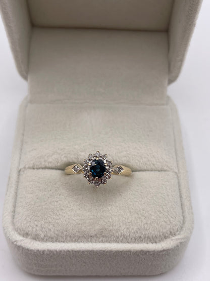 9ct gold sapphire and diamond ring