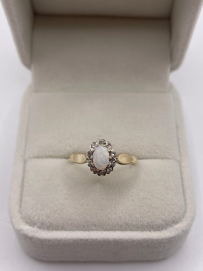 9ct gold opal and diamond ring