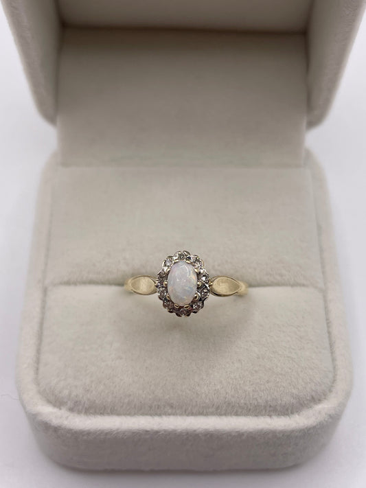 9ct gold opal and diamond ring