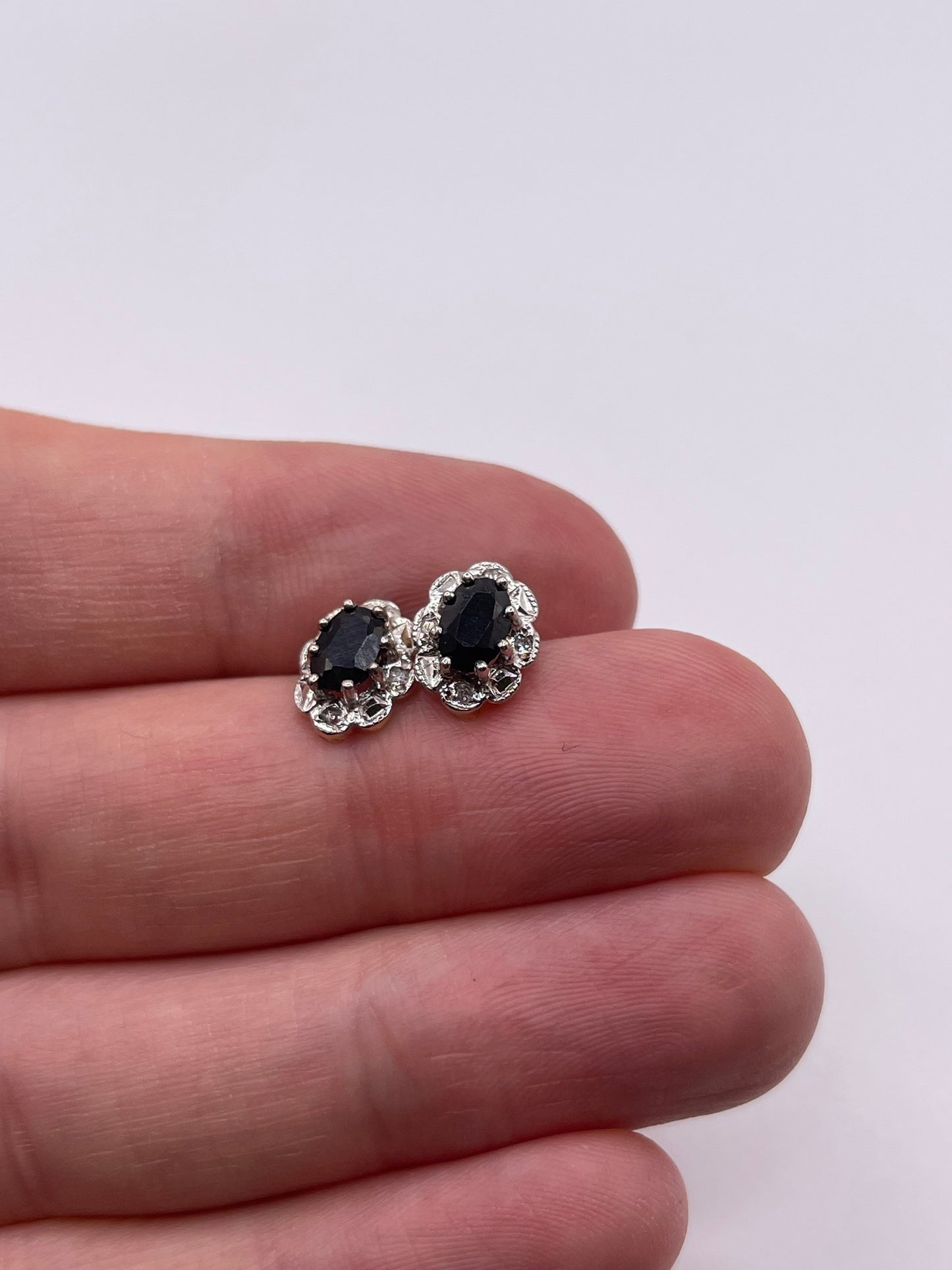 9ct gold sapphire and diamond earrings
