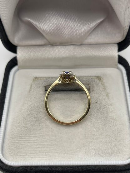 9ct gold tanzanite and zircon ring