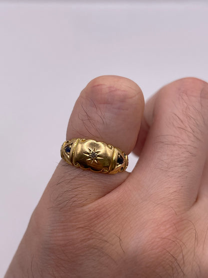 Antique 18ct gold sapphire and diamond gypsy ring