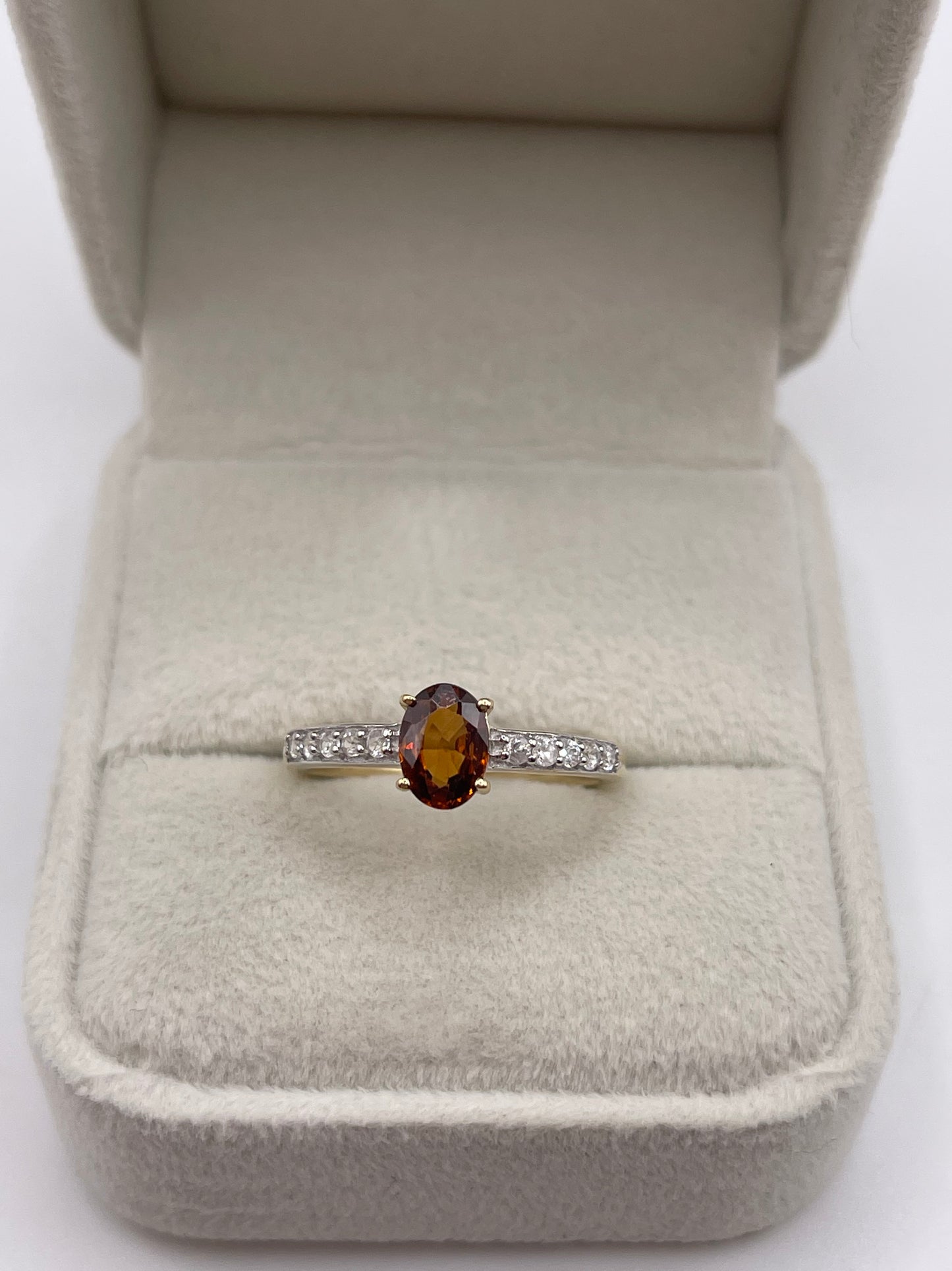 9ct gold citrine and zircon ring