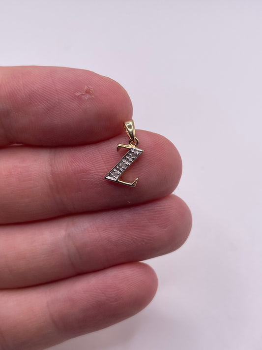 9ct gold diamond initial Z charm