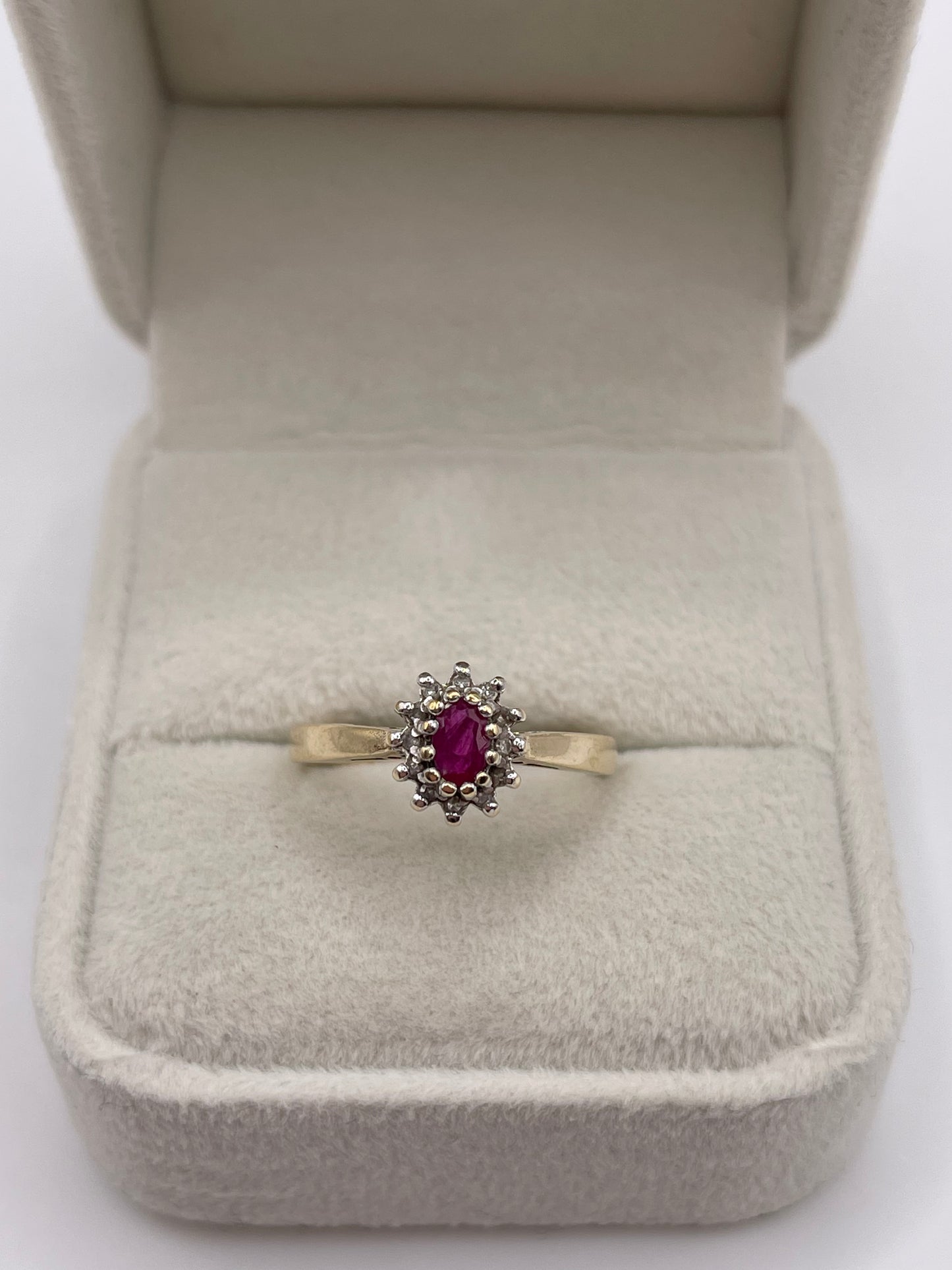 9ct gold ruby and diamond ring