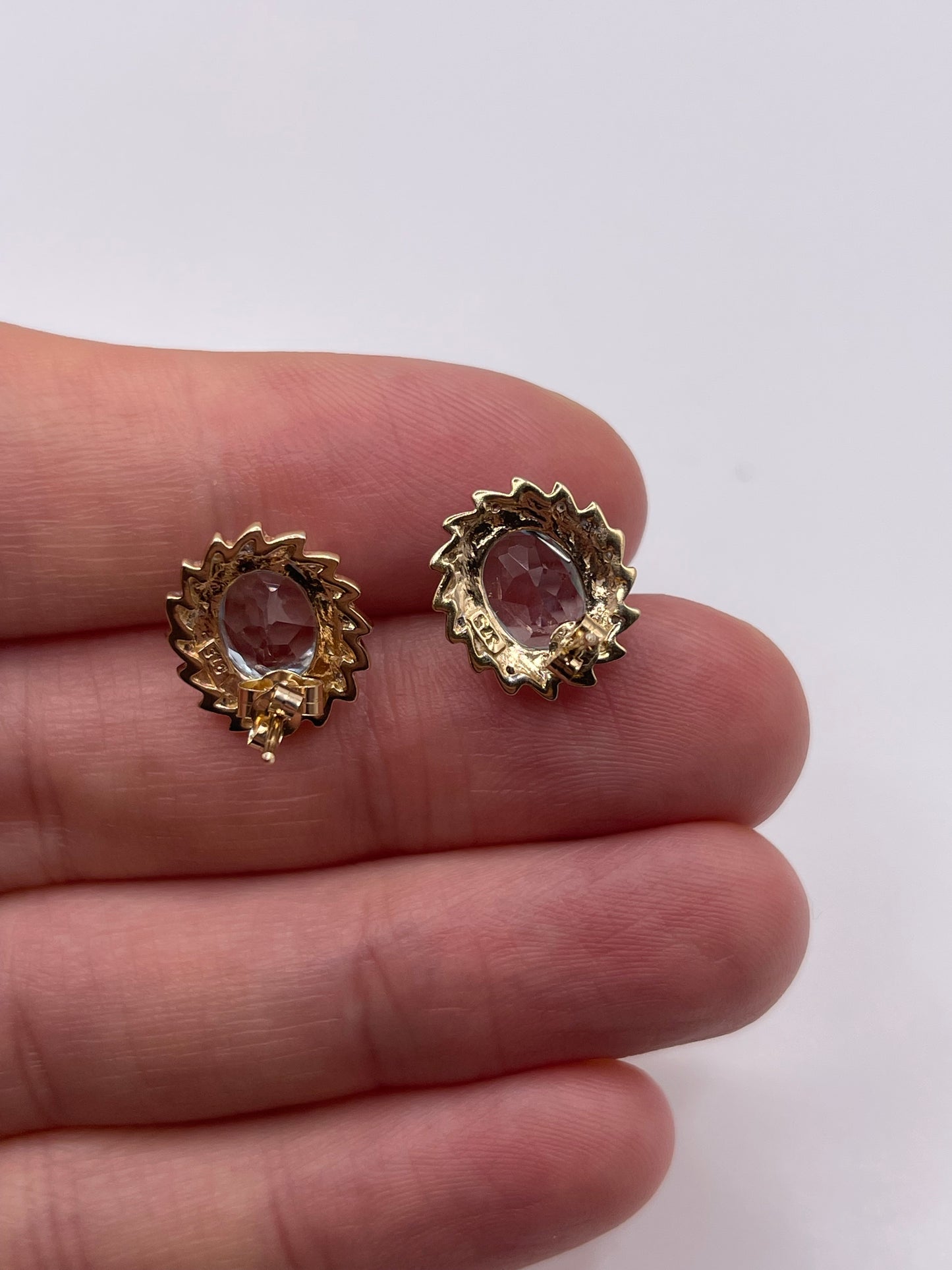 9ct gold topaz and diamond earrings