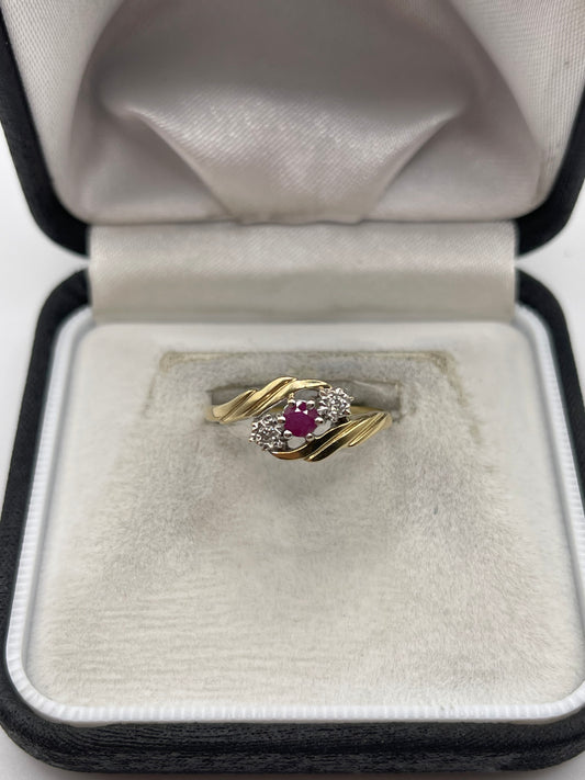 9ct gold ruby and diamond ring
