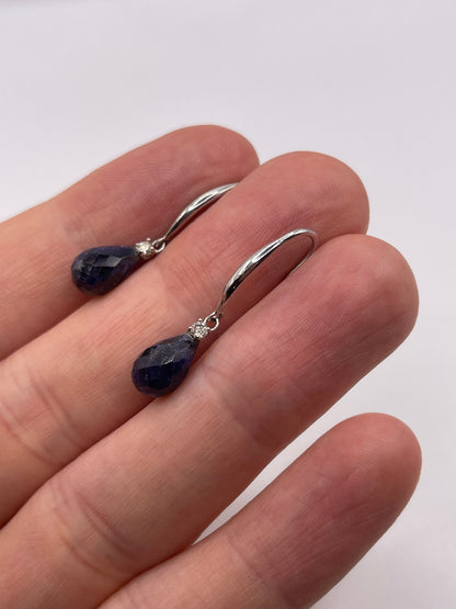 9ct white gold sapphire and diamond earrings