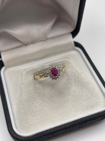 9ct gold ruby and diamond ring