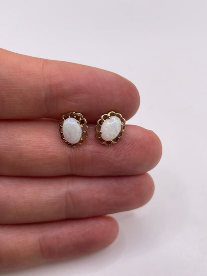 9ct gold opal earrings