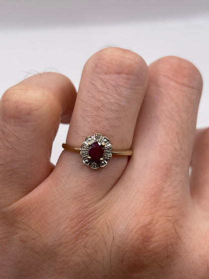 9ct gold ruby and diamond ring
