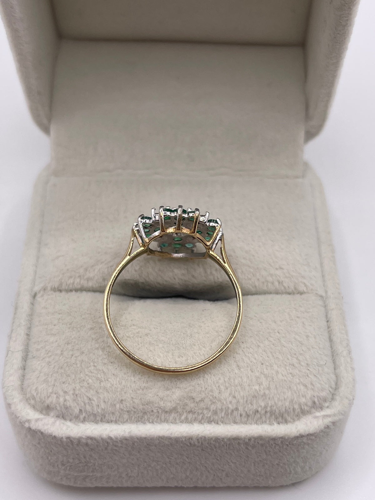9ct gold emerald and diamond ring