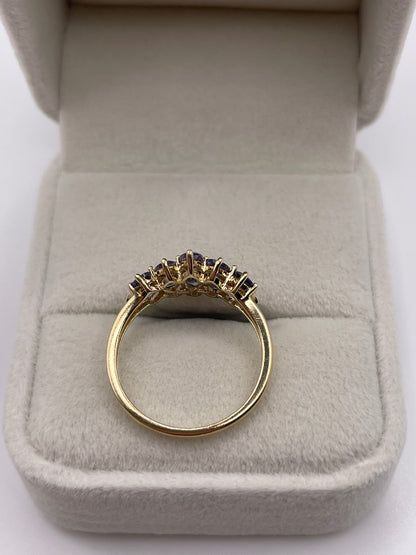 9ct gold tanzanite and diamond ring