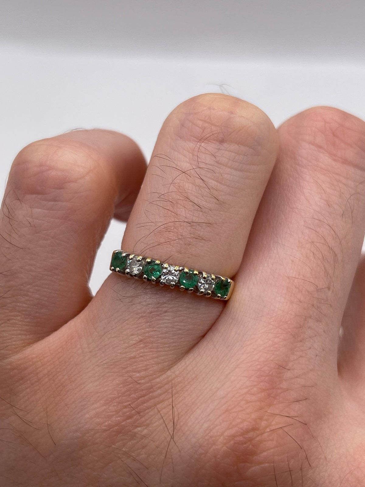 18ct gold emerald and diamond ring