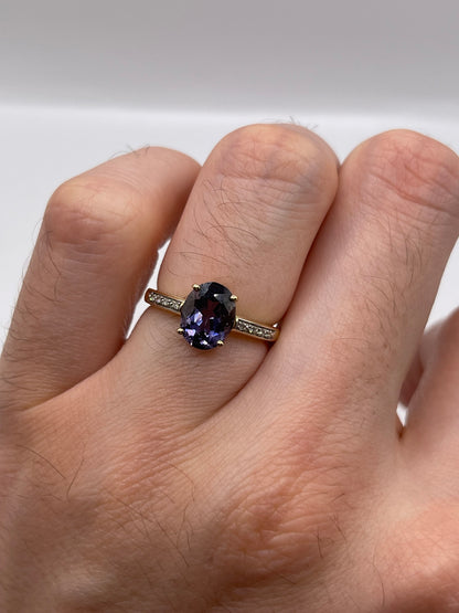 9ct gold iolite and diamond ring
