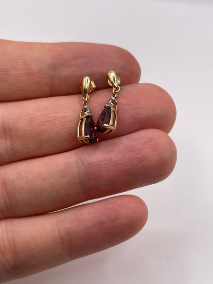 9ct gold garnet and diamond earrings