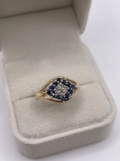 9ct gold sapphire and diamond ring