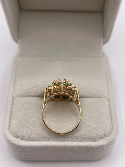 9ct gold opal and emerald ring