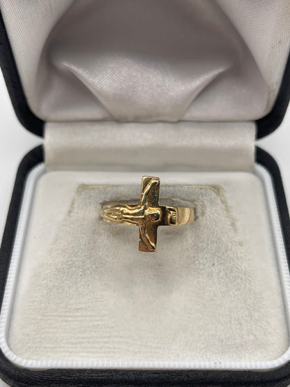 9ct gold crucifix ring