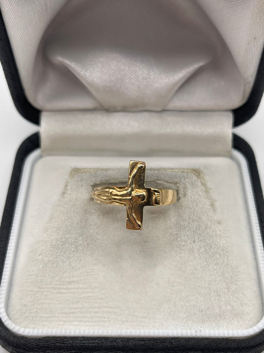 9ct gold crucifix ring