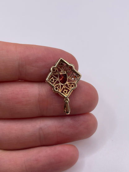 9ct gold garnet and diamond pendant