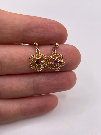 9ct gold ruby earrings