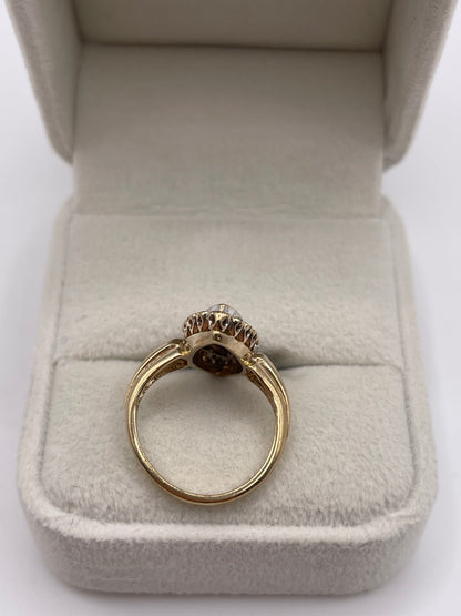 9ct gokd cz navette ring