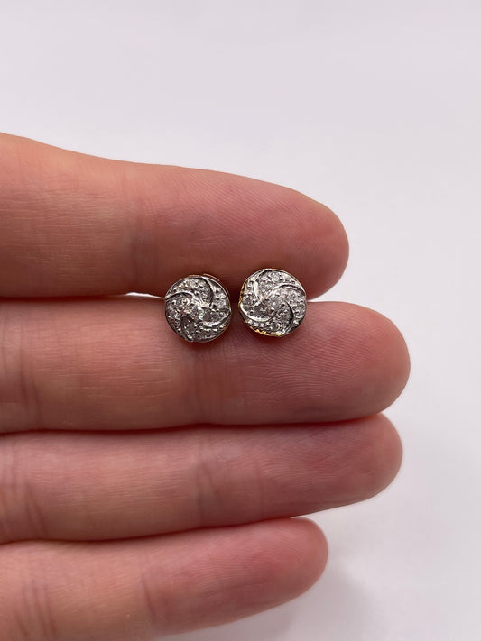 9ct gold diamond cluster earrings