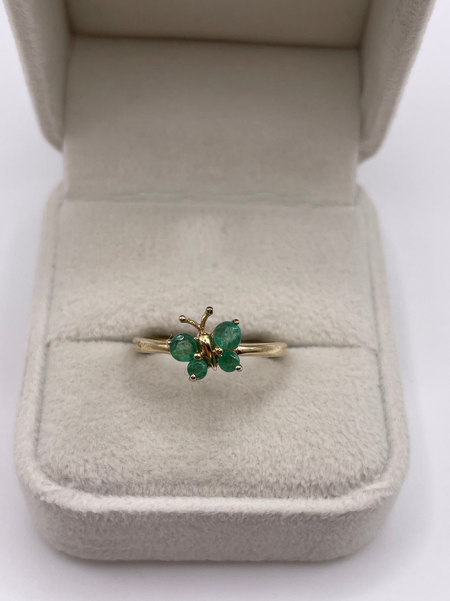 9ct gold emerald butterfly ring