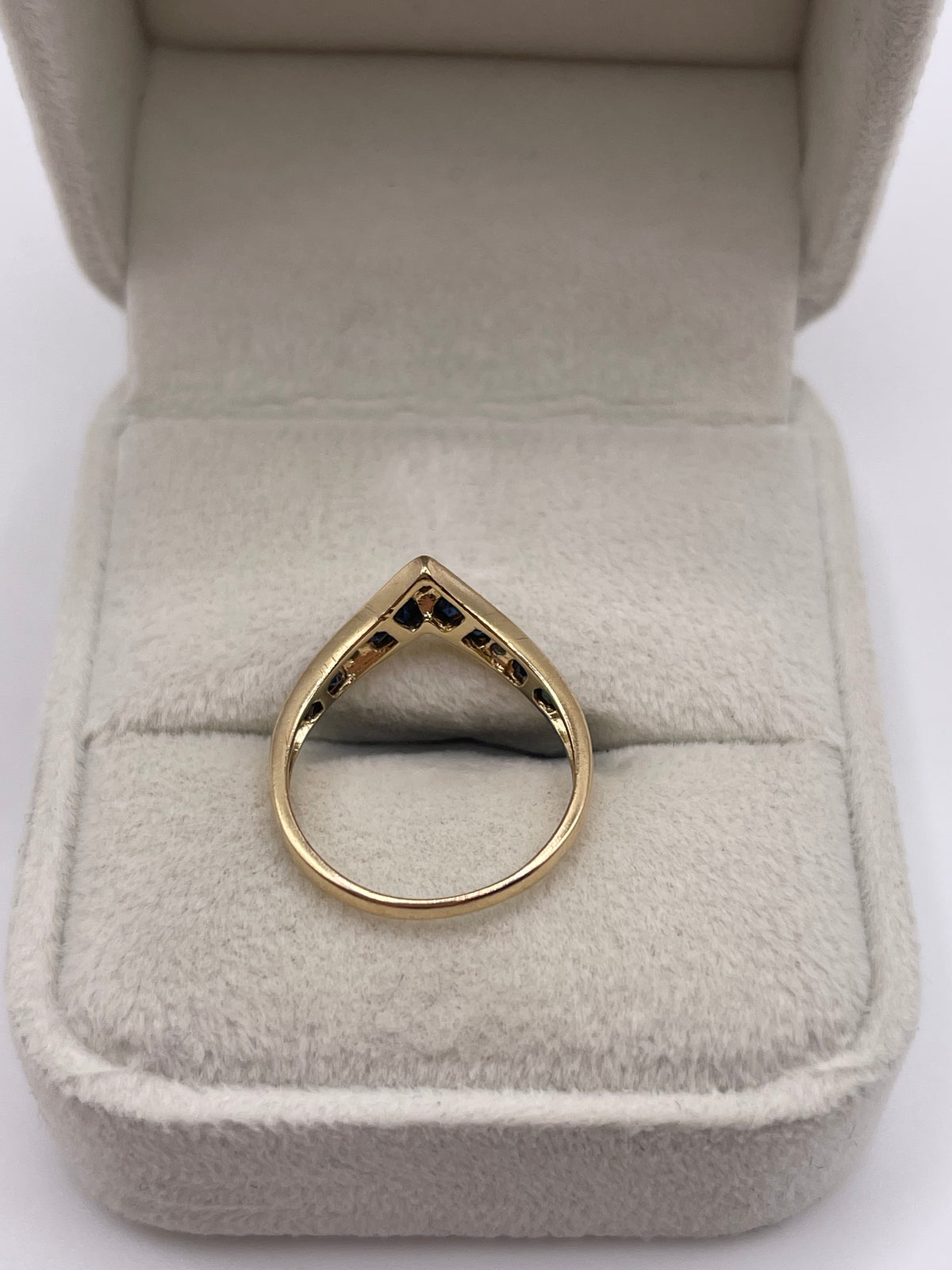9ct gold sapphire and diamond wishbone ring