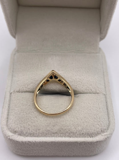 9ct gold sapphire and diamond wishbone ring