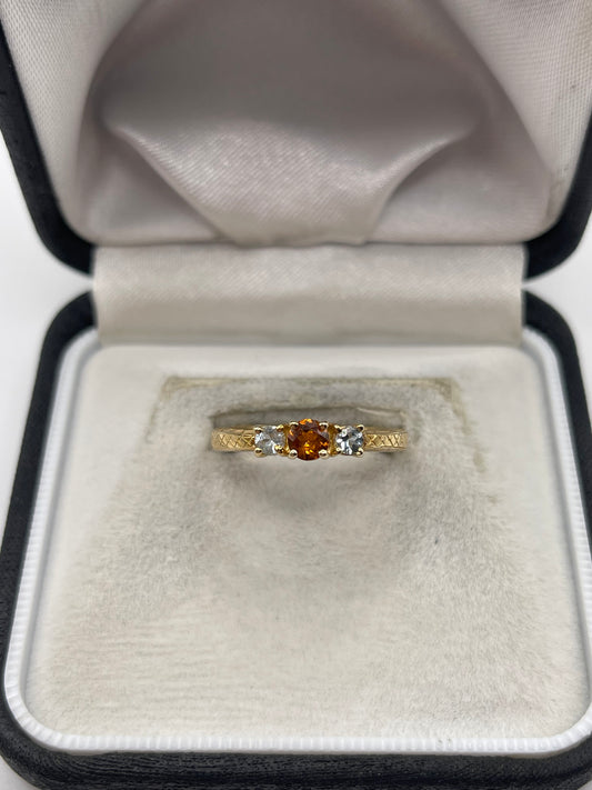 9ct gold citrine and topaz ring