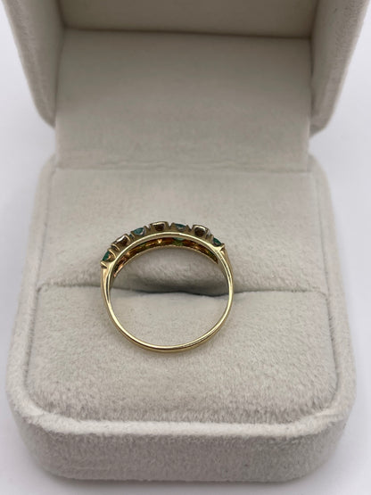 9ct gold emerald and diamond ring