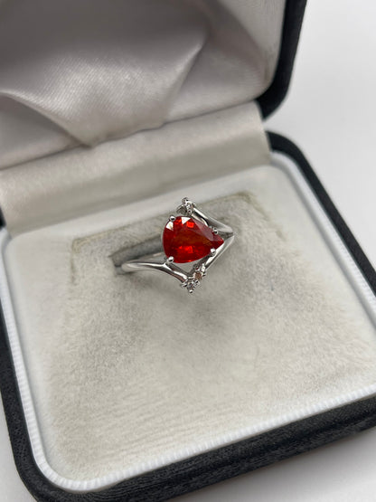 9ct white gold orange sapphire and zircon ring