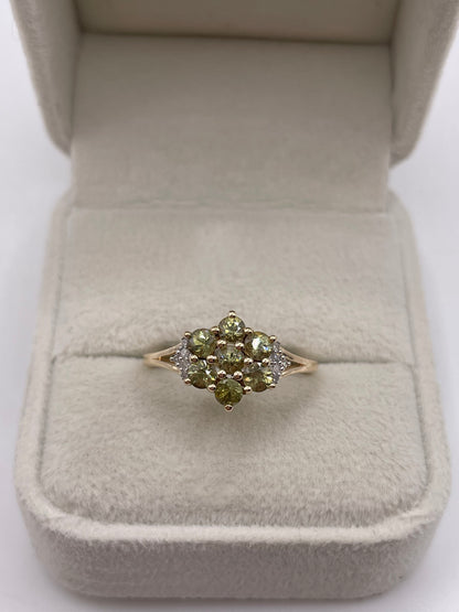 9ct gold sphene and diamond ring