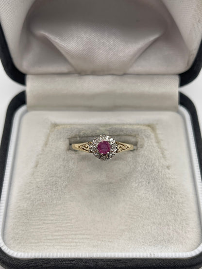 9ct gold ruby and diamond ring